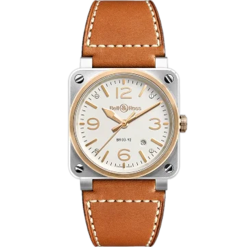 Bell &amp; Ross BR 03 White Steel &amp; Gold BR03A-WH-STPG-SCA